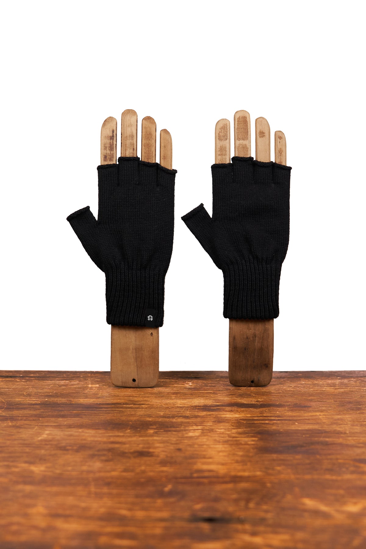 Black Merino Wool and Recycled PET Fingerless Gloves
