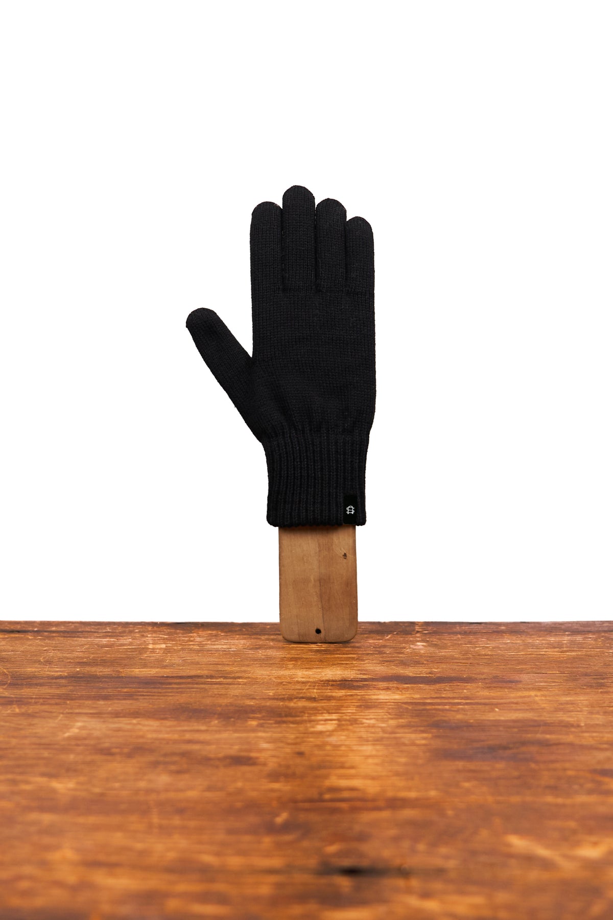 Black Merino Wool and Recycled PET Full Finger Gloves