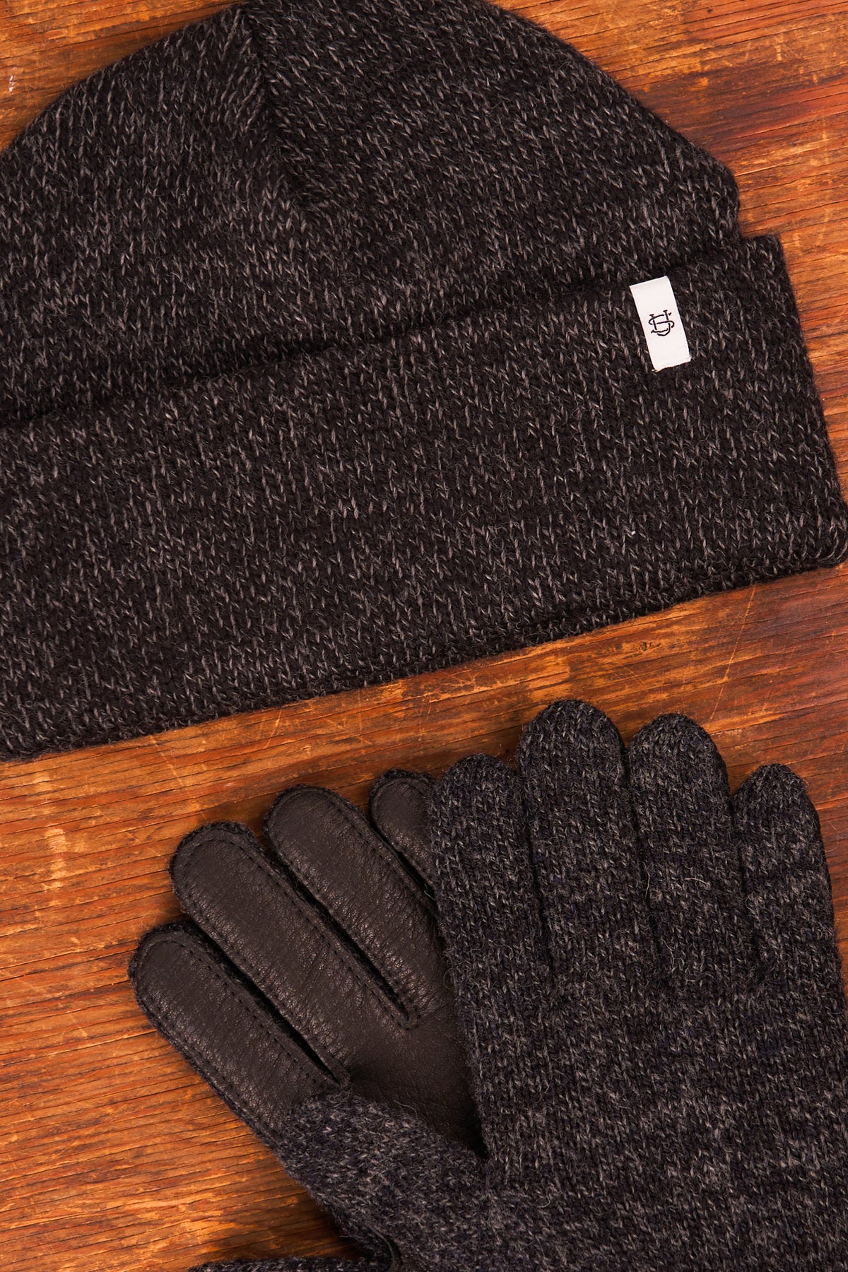 Bundle #12 - Black Melange Ragg Wool beanies with Full Glove with black Deerskin