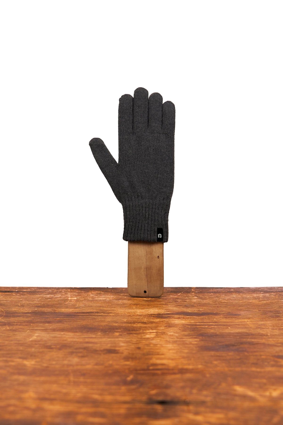 Charcoal Merino Wool and Recycled PET Full Finger Gloves