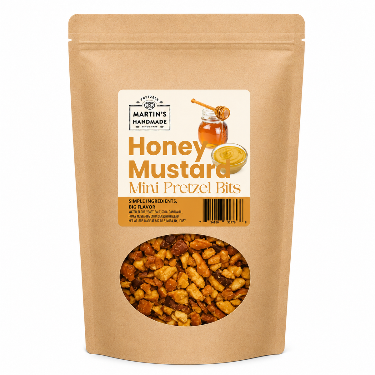 Martin's Handmade Pretzel - Flavored Pretzel Bits 8oz - HONEY MUSTARD