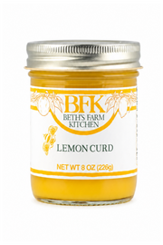 Jar of BFK Lemon Curd on a white background