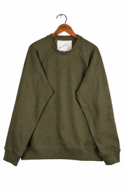 Amagansett Beach Upcycled Terry Cotton Sweater - Olive Drab