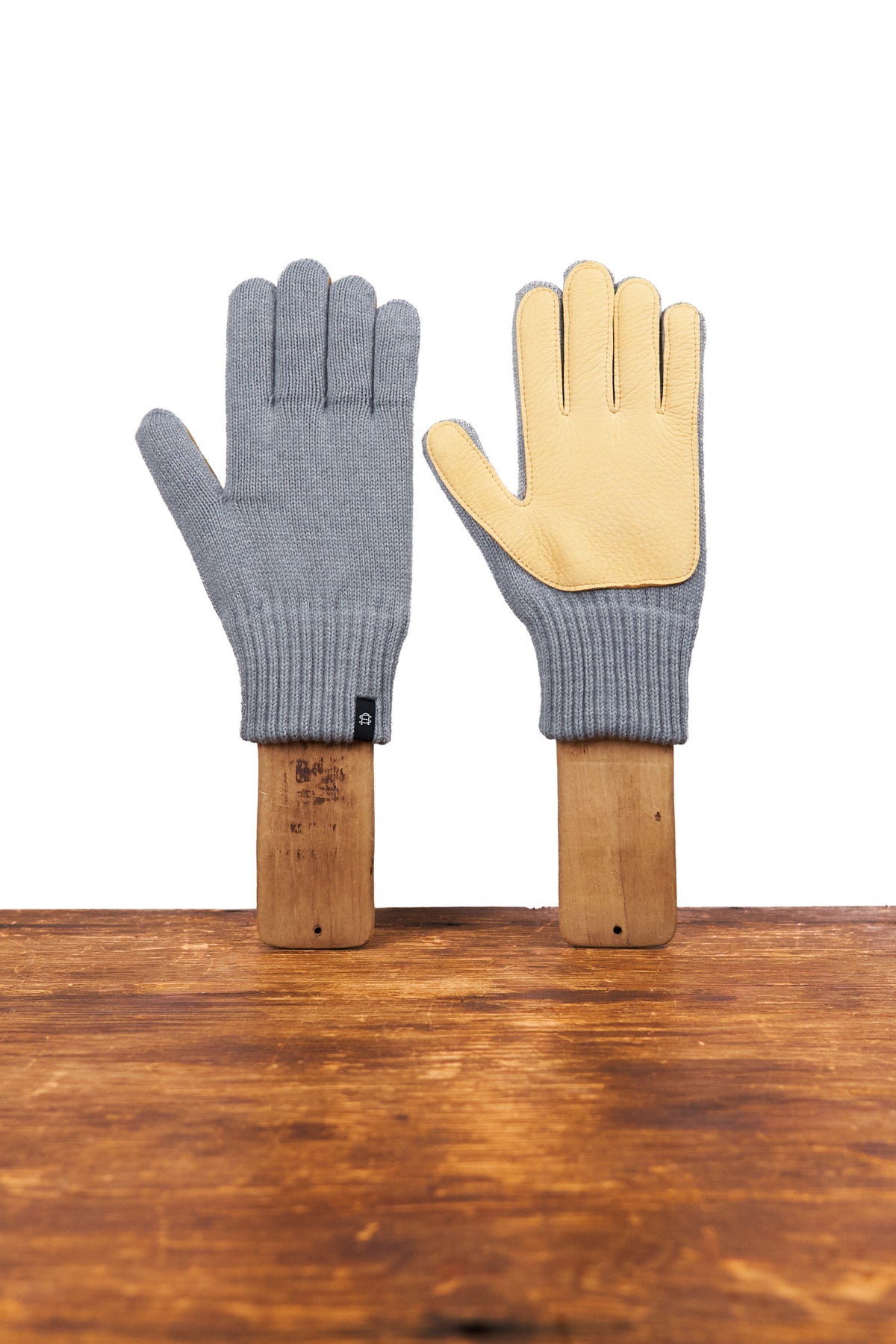 Merino Wool and Recycled PET Full Finger Glove With Natural Deerskin - CLOUD