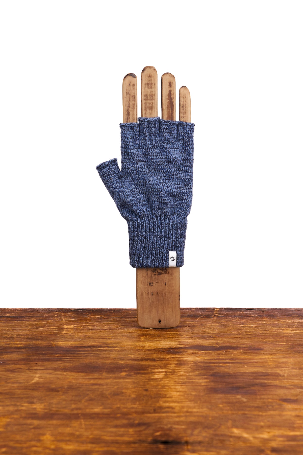Sky Melange Fingerless Ragg Wool Gloves