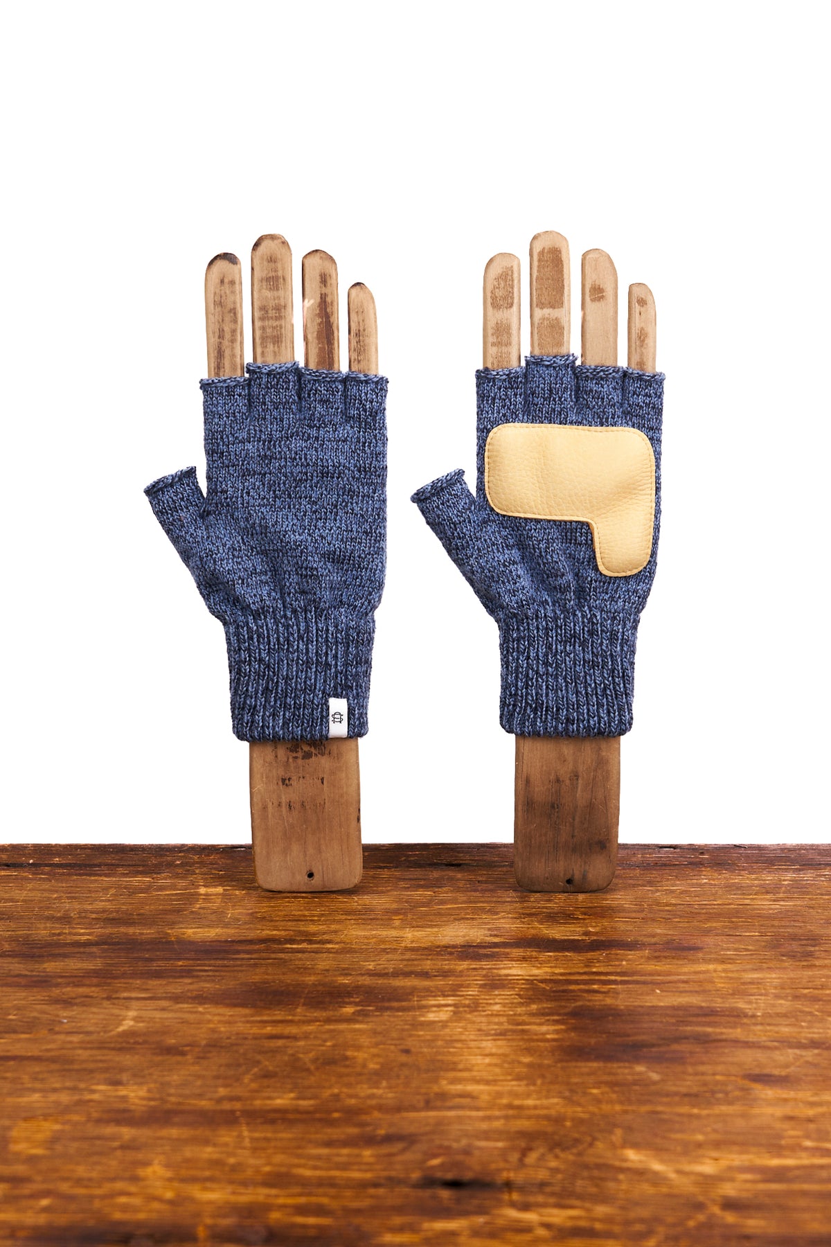 Sky Melange Fingerless Glove with Natural Palm