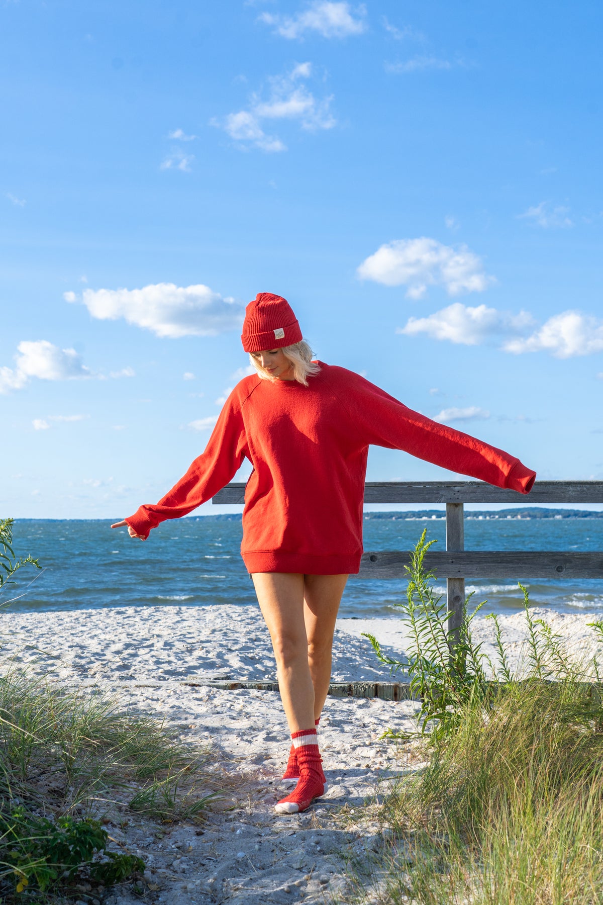 Amagansett Beach Upcycled Terry Cotton Sweater - Navy