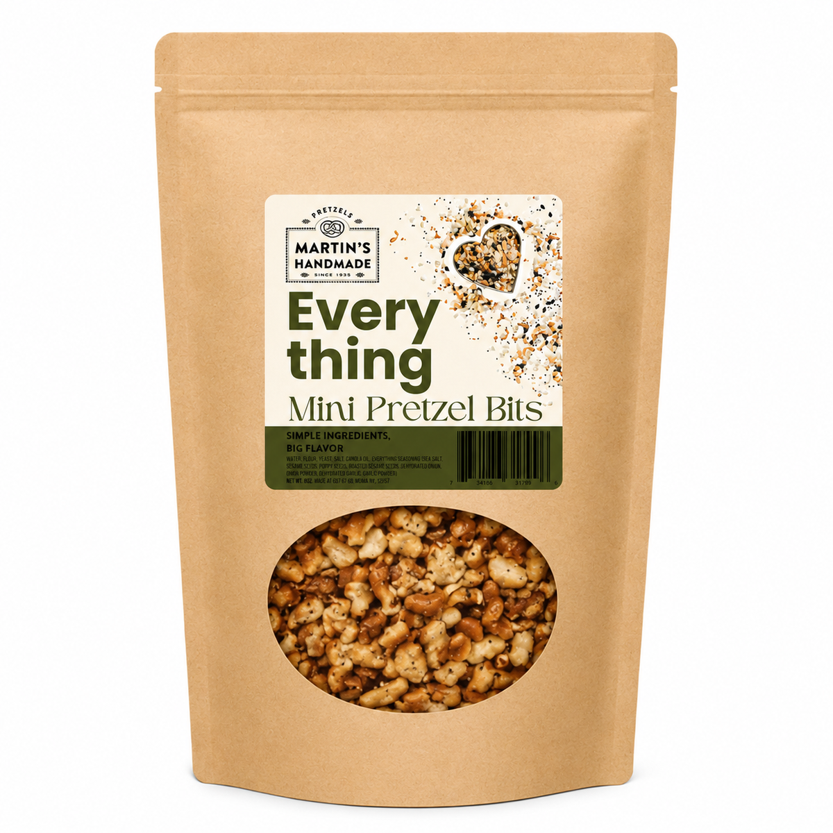 Martin's Handmade Pretzel - Flavored Pretzel Bits 8oz - EVERYTHING BAGEL